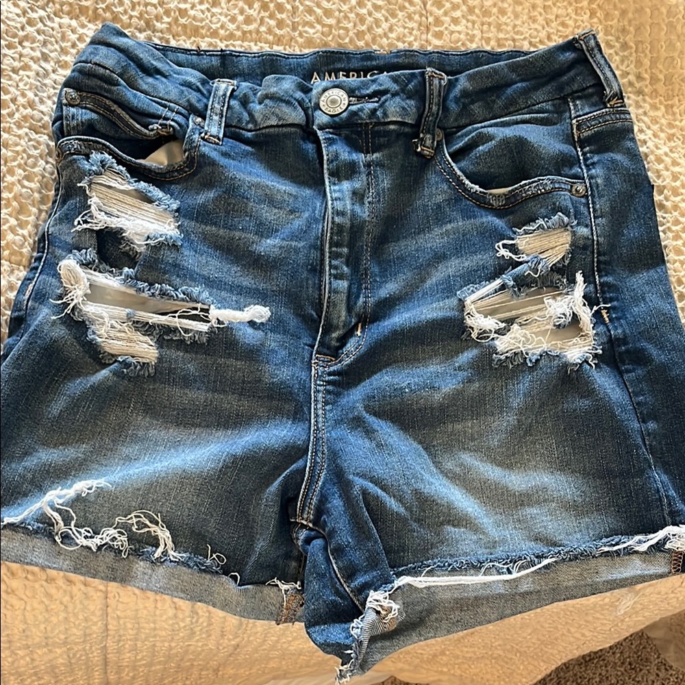 American Eagle Outfitters Distressed Blue Denim Shorts